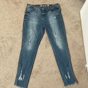 These are brand new, never fit me :( but there mid stretchy no damage on them.